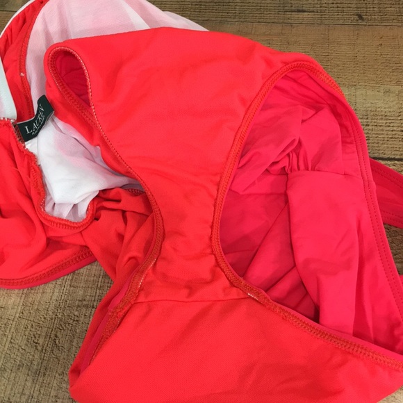 Lauren Ralph Lauren Red Ruffle One Piece Swimwear Size 10 - Picture 6 of 13